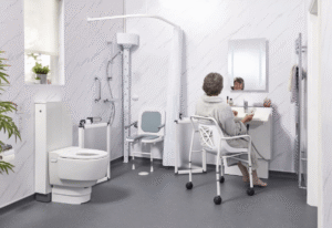 Why is bathroom safety important for elderly and disabled individuals?