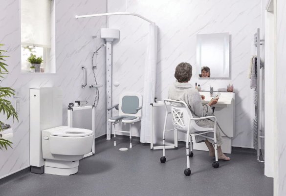 Why is bathroom safety important for elderly and disabled individuals?